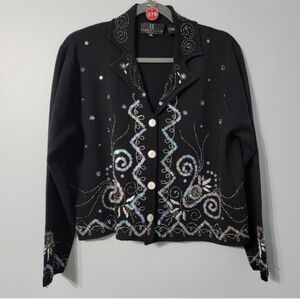 XL Carole Little Knitwear Sweater Sequin Button up